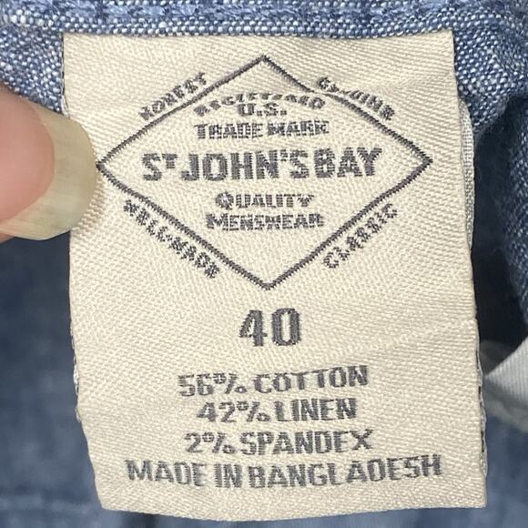 St John’s Bay Shorts Men’s Size 40 Navy Linen Blend Flat Front 9" Inseam NEW - Picture 4 of 6